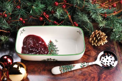 Christmas Tree Cranberry Server with Slotted Spoon