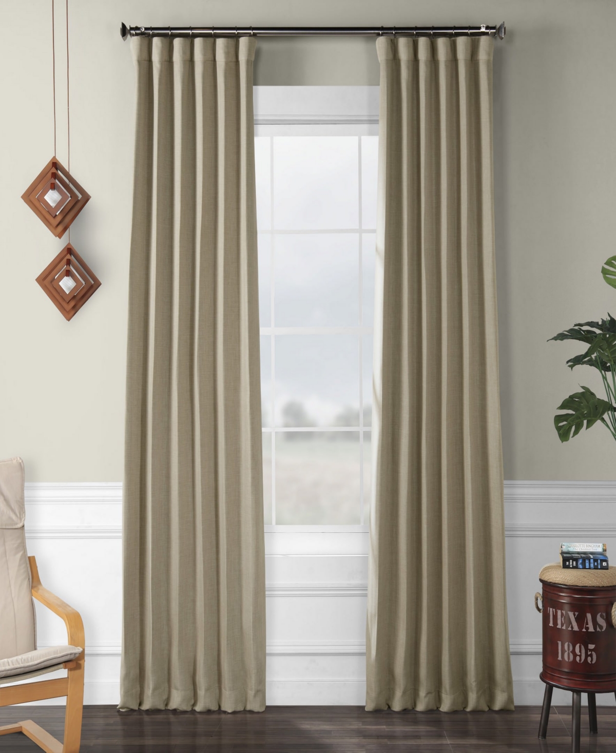 Half Price Drapes Textured Faux Linen Room Darkening Curtain In Multi