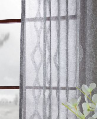 Vega Striped Patterned Faux Linen Sheer Curtain