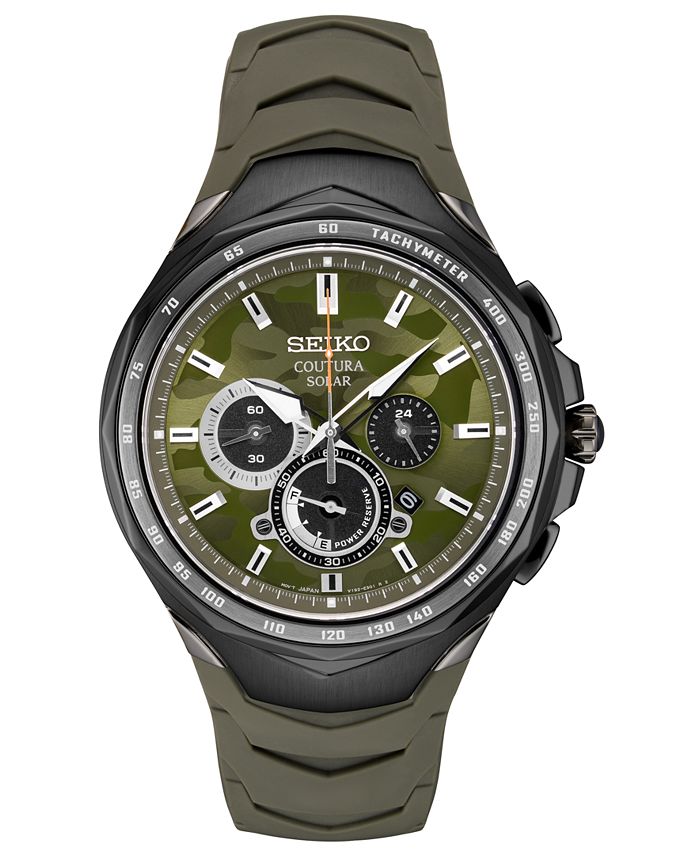 Seiko Men's Solar Chronograph Coutura Green Silicone Bracelet Watch   & Reviews - All Watches - Jewelry & Watches - Macy's