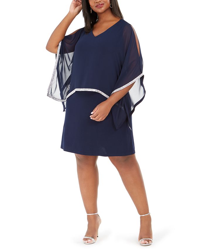 Msk Plus Size Rhinestone Overlay Dress Macys 1580