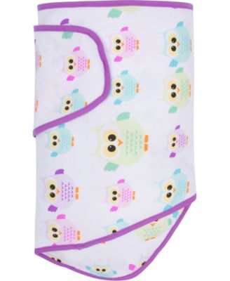 Miracle Baby Baby Boys or Baby Girls Miracle Blanket Swaddle Wrap - Owls with Purple trim