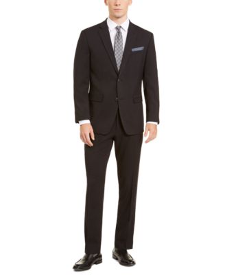 Perry Ellis - Men's Slim-Fit Stretch Black Dobby Suit