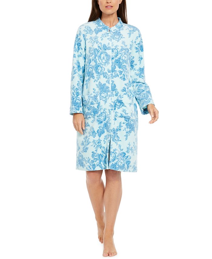 Miss Elaine Floral Print Fleece Snap Front Robe Macy s