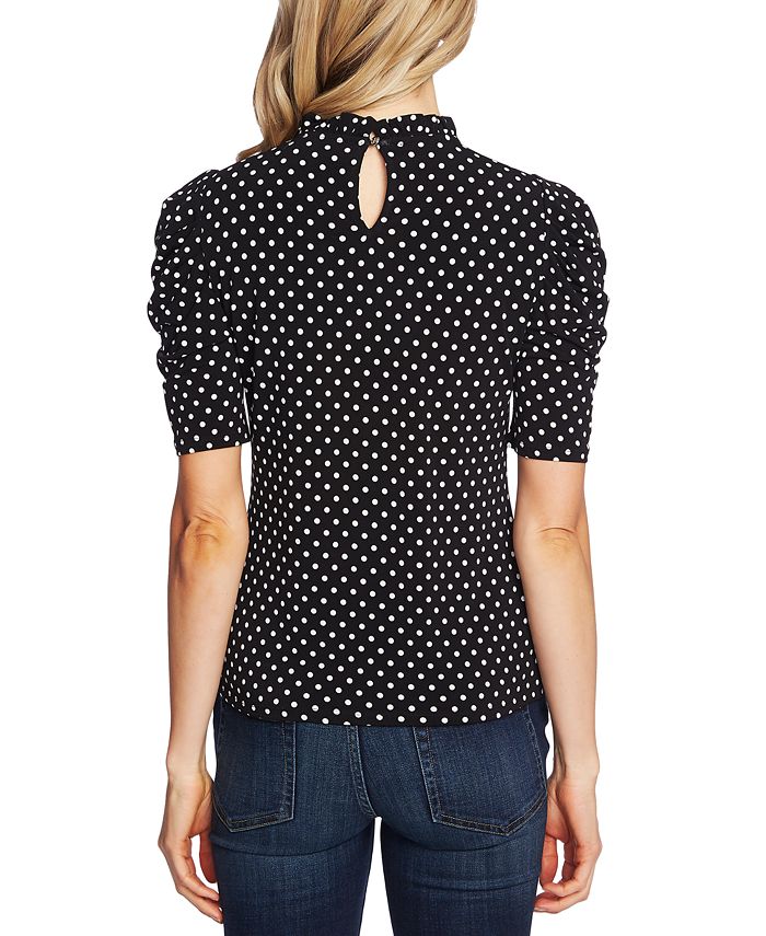 CeCe - Ruched Polka-Dot Top