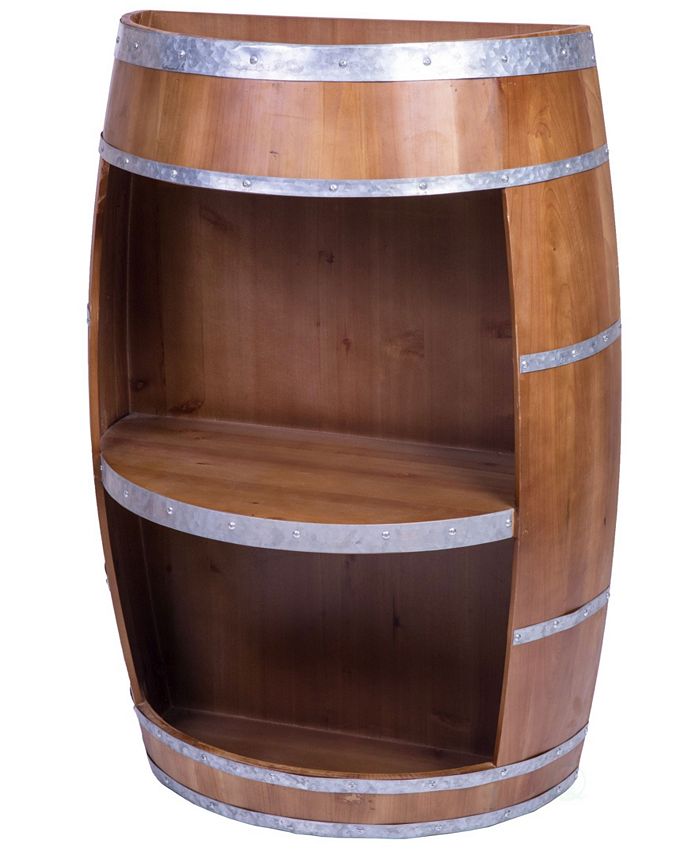 Vintiquewise Rustic Wooden Wine Barrel Bar Storage Rack, Industrial
