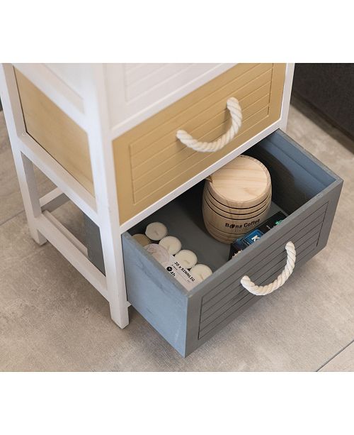 Uniquewise Multi Colored 3 Drawers Storage Chest Nightstand With