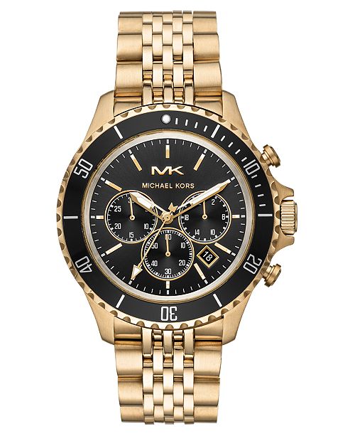 Michael Kors Men S Bayville Gold Tone Stainless Steel Bracelet Watch 44mm Reviews Watches Jewelry Watches Macy S