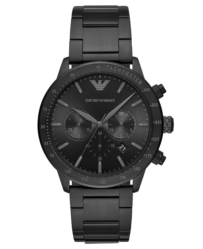 Emporio Armani Men's Chronograph Black Stainless Steel Bracelet Watch ...