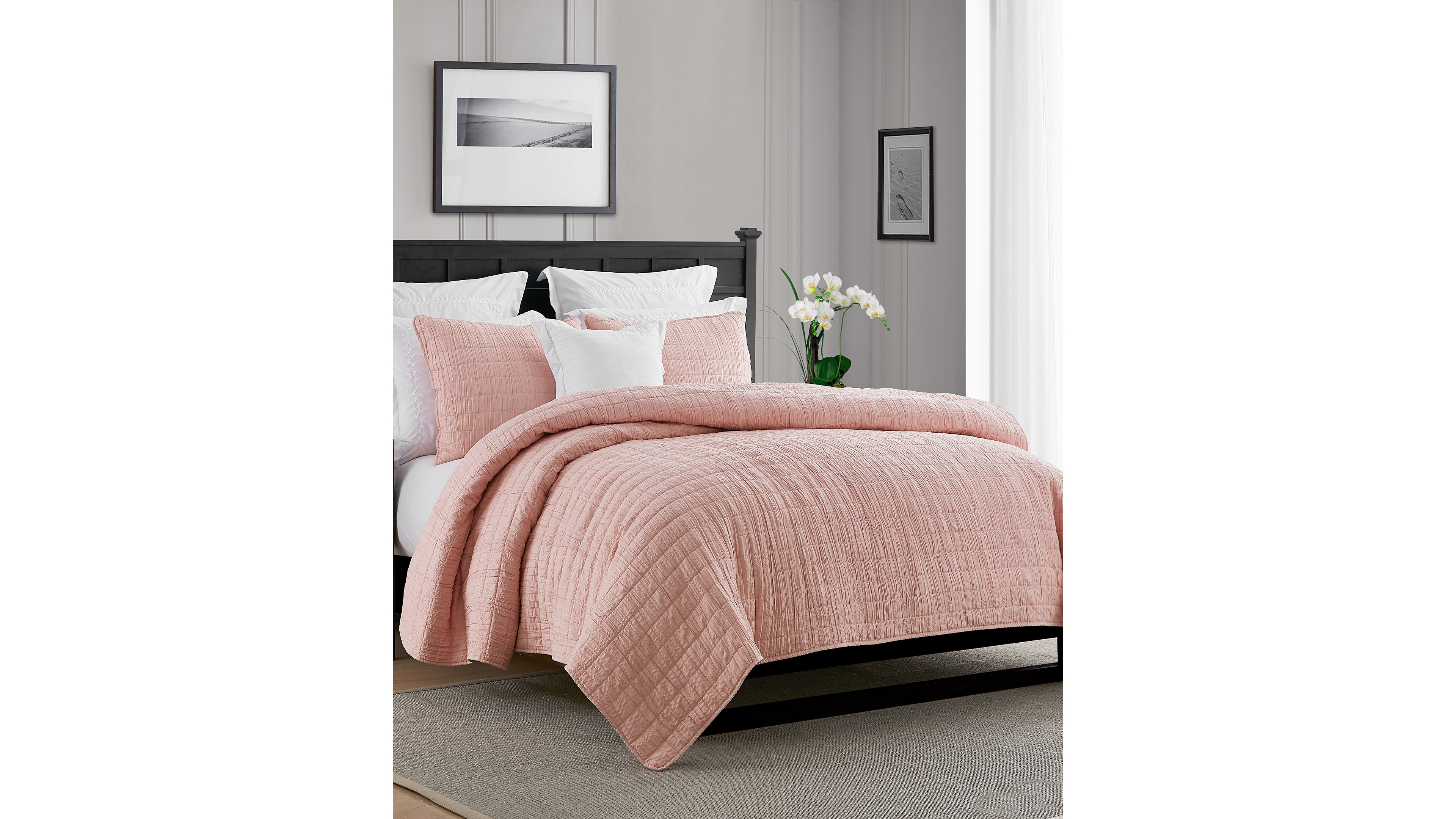 Cathay Home Inc. Enzyme Washed Crinkle Quilt Set, King/California King