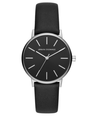 armani exchange black leather watch