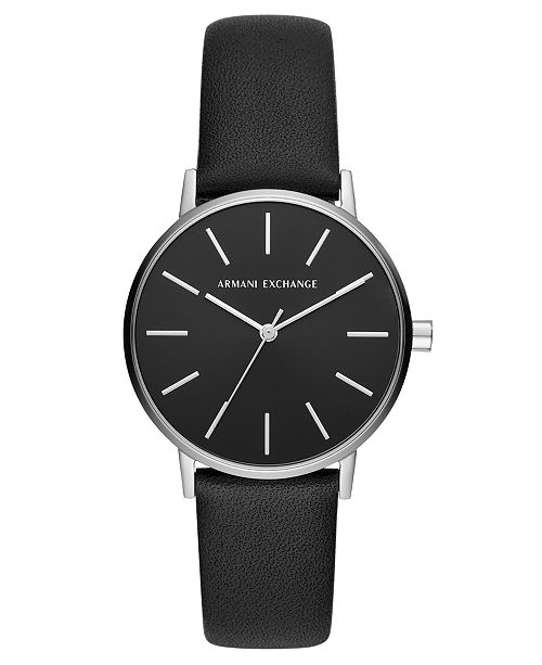 A X Armani Exchange Women S Lola Black Leather Strap Watch 36mm Reviews Watches Jewelry Watches Macy S