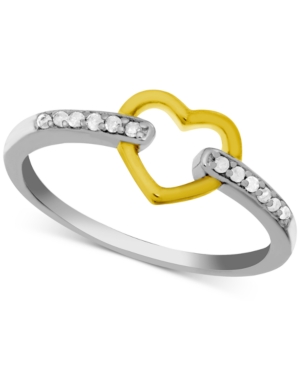 image of Diamond (1/10 ct. t.w.) Heart Ring in Two-Tone Sterling Silver