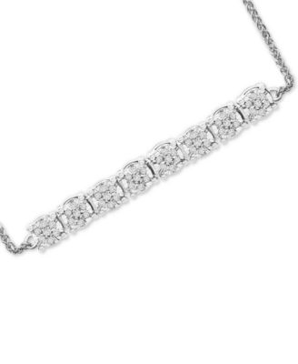 Macy's Diamond Cluster Bolo Bracelet (1/5 ct. t.w.) in Sterling Silver