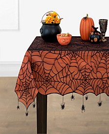 Crawling Halloween Spider Lace Lined Tablecloth - 60" x 84"