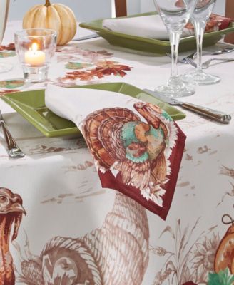 Holiday Turkey Bordered Fall Napkins, Set of 8