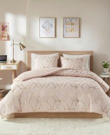 Ainsley Full/Queen 3 Piece Metallic Print Reversible Comforter Set