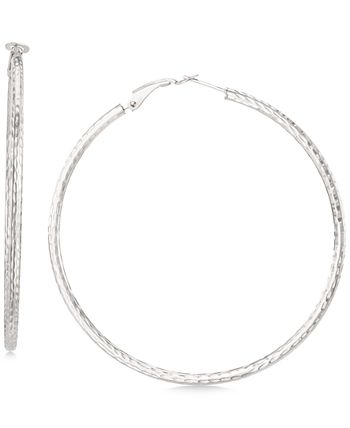 Macy's - Textured Omega Hoop Earrings in Sterling Silver