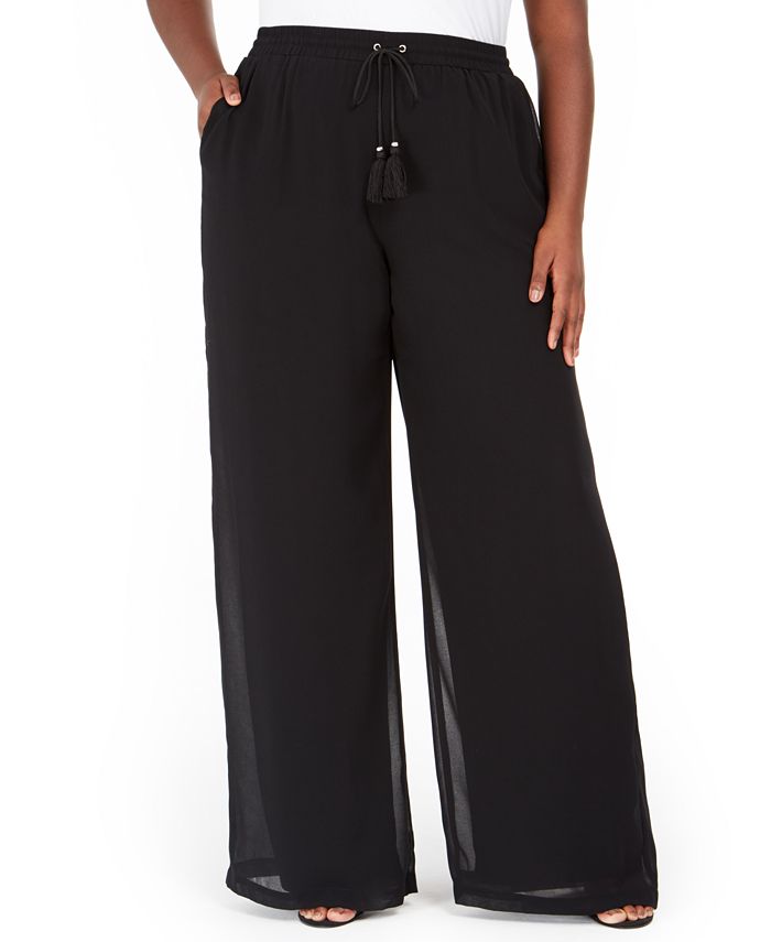 NY Collection Plus Size Pull-On Palozzo Pants - Macy's