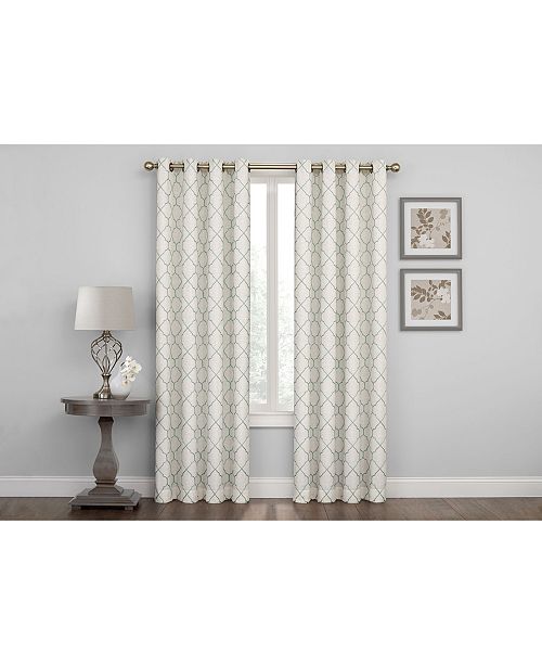 Embroidered Lattice Room Darkening Grommet Curtain 108 X 50