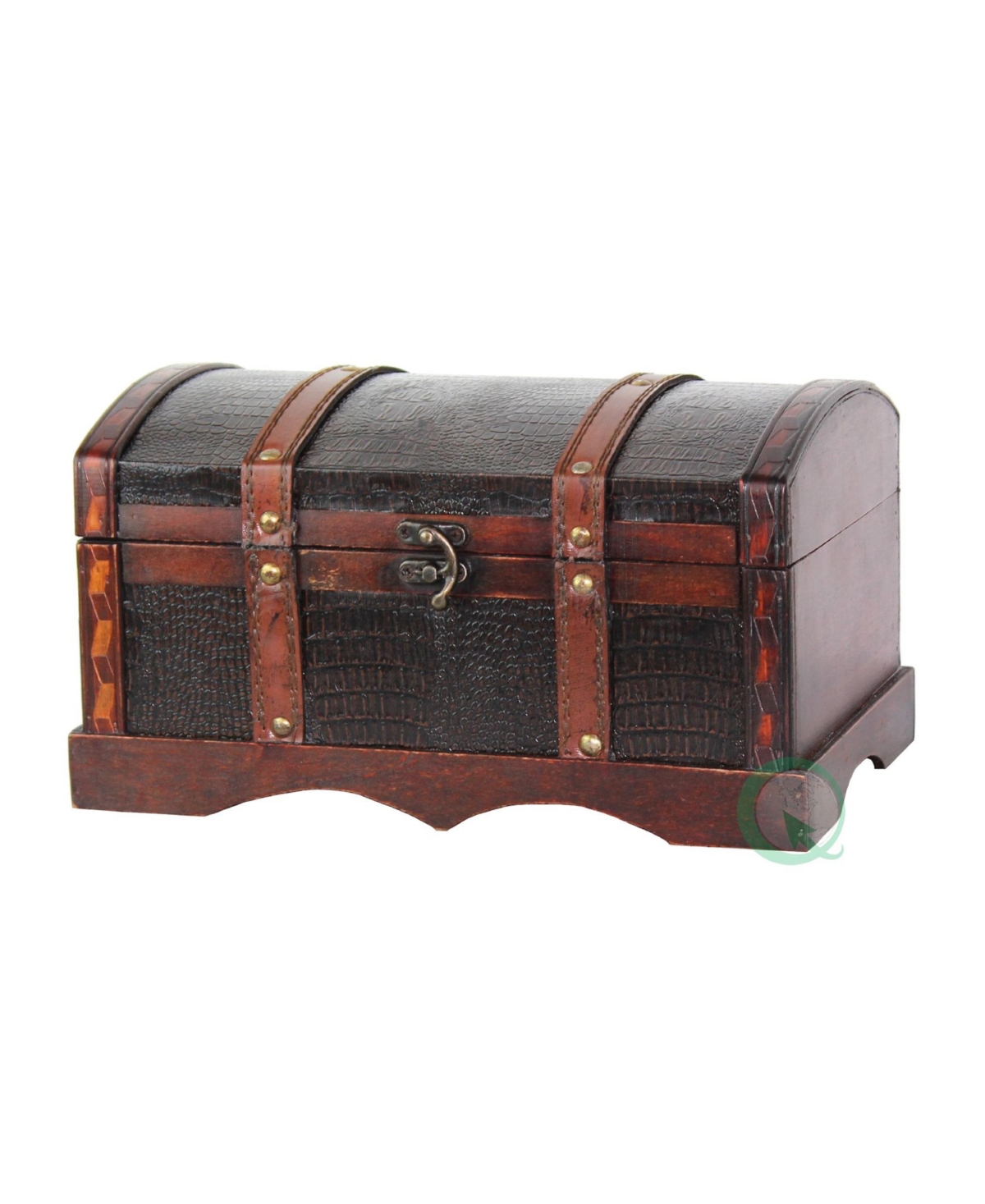 Vintiquewise Leather Wooden Chest In Brown