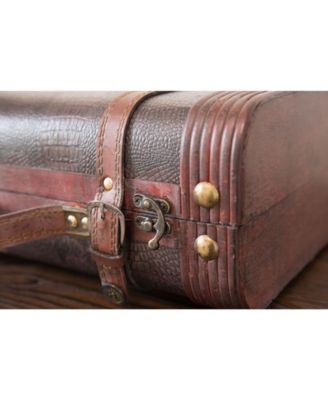 Decorative Wooden Leather Suitcase