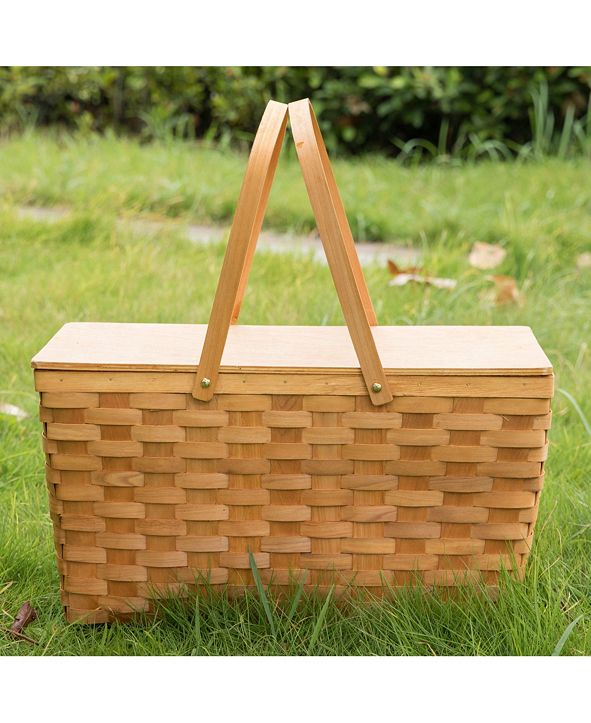 Vintiquewise Large Woodchip Picnic Basket with Lining and Wooden Lid & Reviews Home Macy's