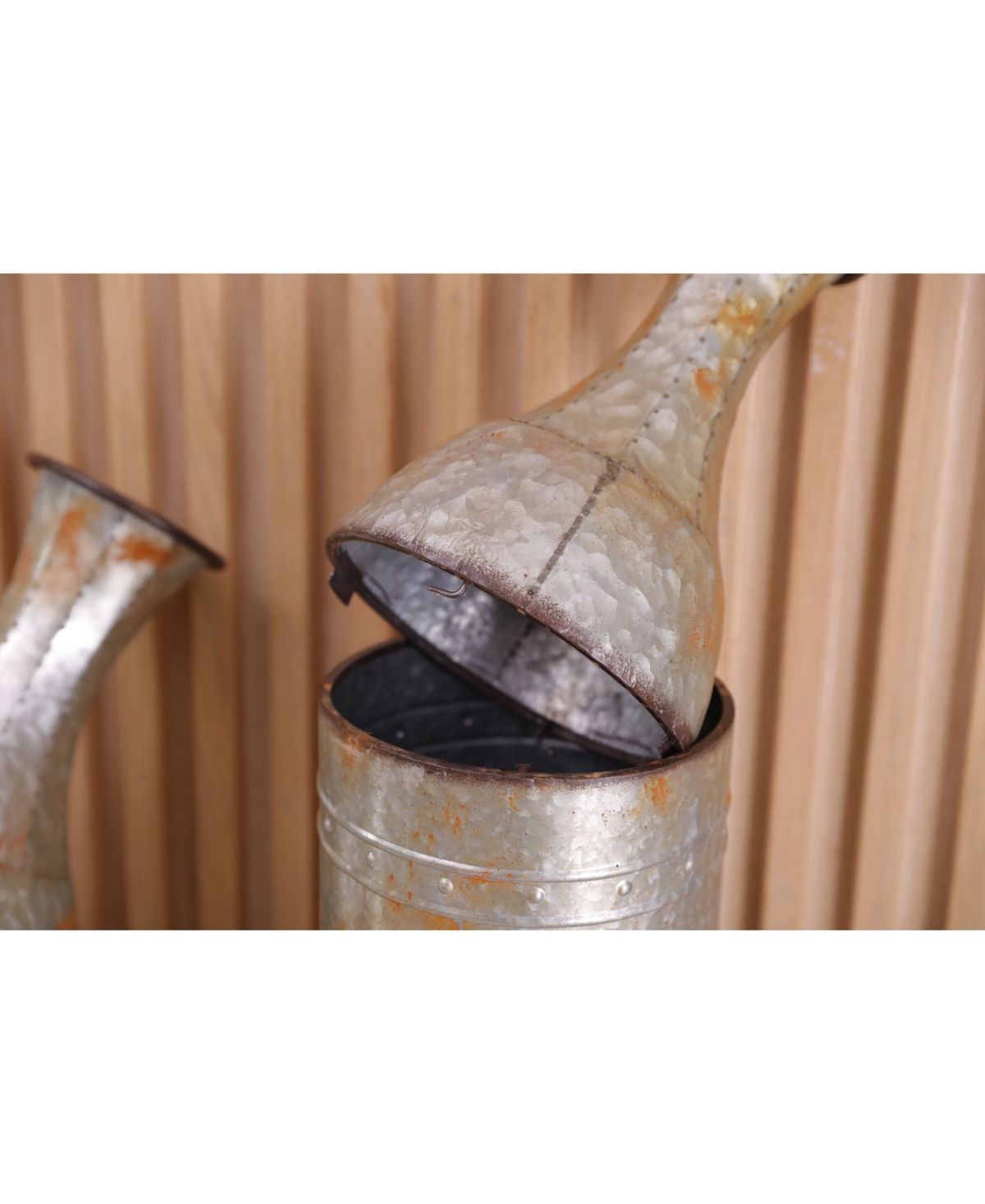 Vintiquewise Rustic Farmhouse Style Galvanized Metal Floor Vase Decoration, Set of 3