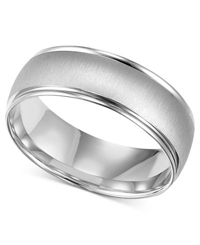Men's 10k White Gold Ring, 6-1/2mm Wedding Band - Rings - Jewelry ...