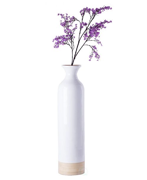 Uniquewise Cylinder Shaped Tall Spun Bamboo Floor Vase Glossy