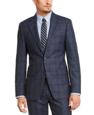 Calvin Klein Men s Slim Fit Blue Plaid Suit Jacket Macy s