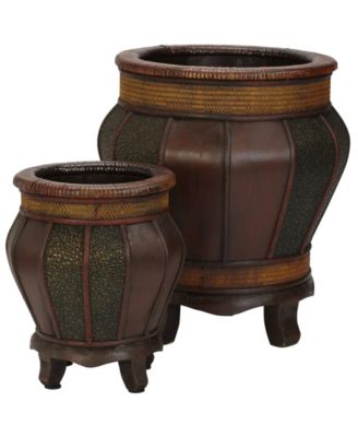 Nearly Natural - Decorative Wood Panel Planters - Set of 2