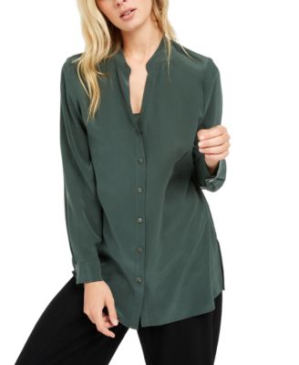 Eileen Fisher - Silk Collarless Blouse