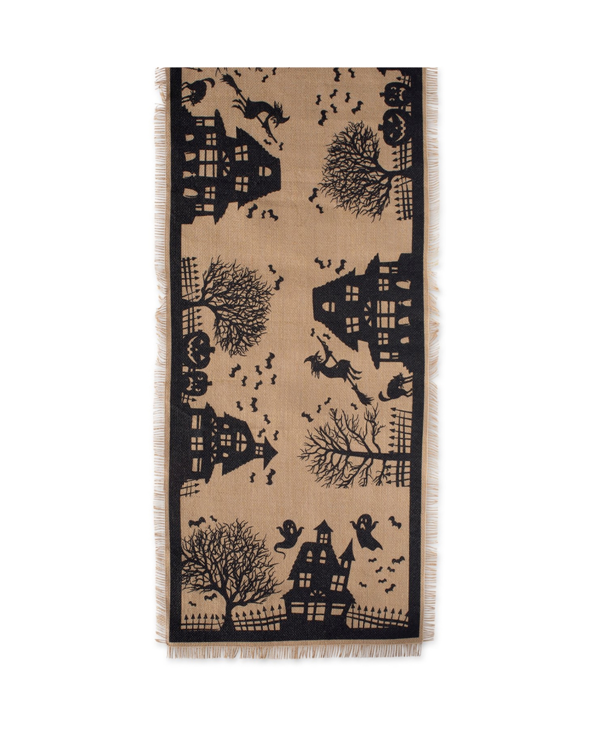 Design Imports Haunted House Burlap Table Runner