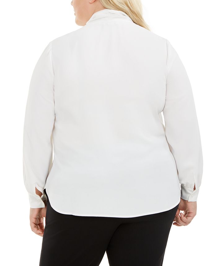 Bar III Trendy Plus Size TieNeck Blouse, Created for Macy's Macy's