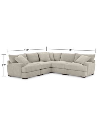 CLOSEOUT! Rhyder 5-Pc. Fabric Sectional Sofa with Armless Chair, Created for Macy's