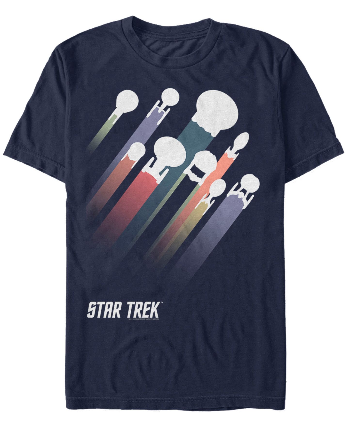 Мужская футболка Fifth Sun Star Trek The Original Series Retro Ship Streaks Short Sleeve, цвет: Тёмно-синий — фото 1