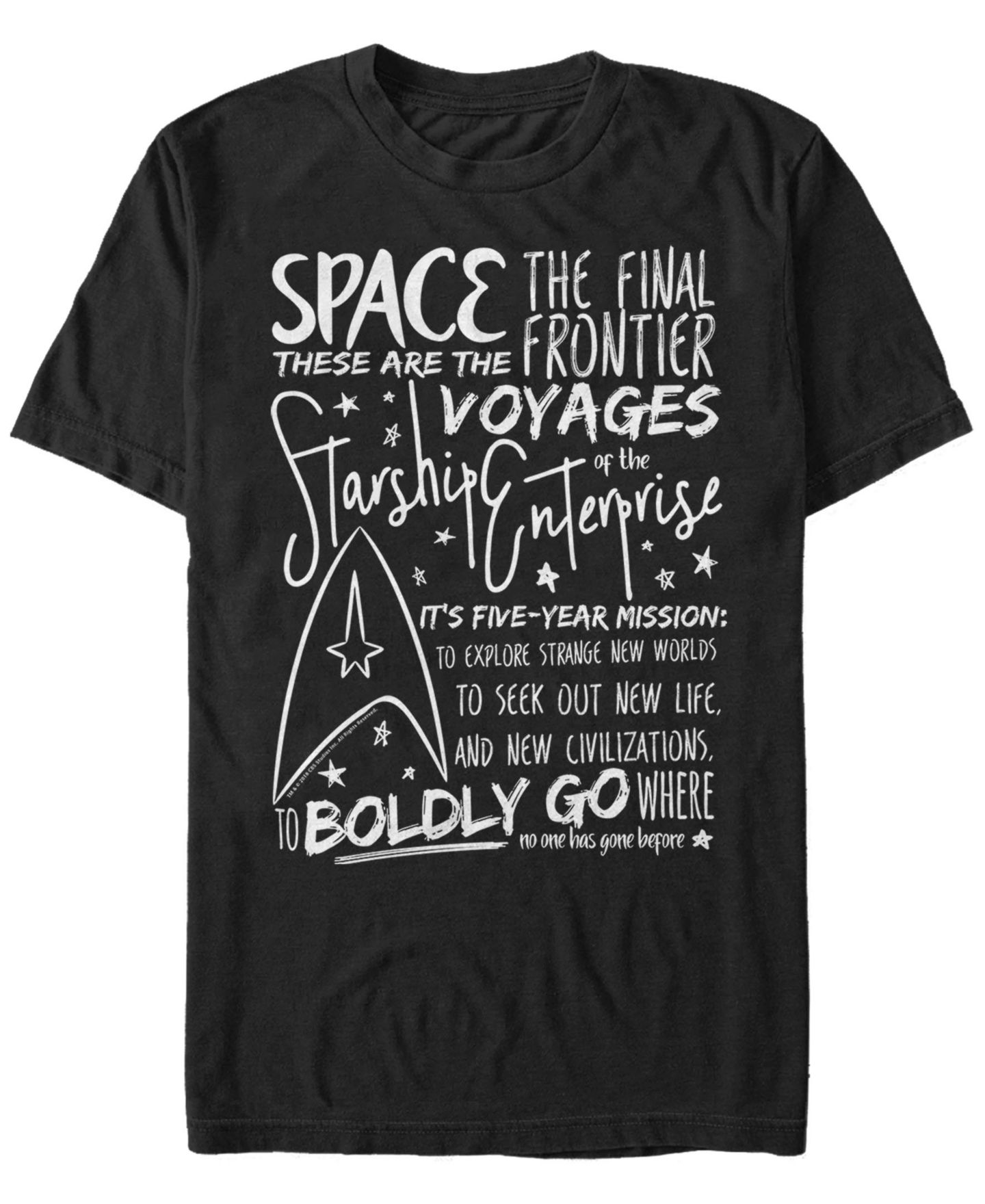 Мужская футболка Fifth Sun Star Trek The Original Series Boldly Go Where Quote Short Sleeve, цвет: Чёрный — фото 1