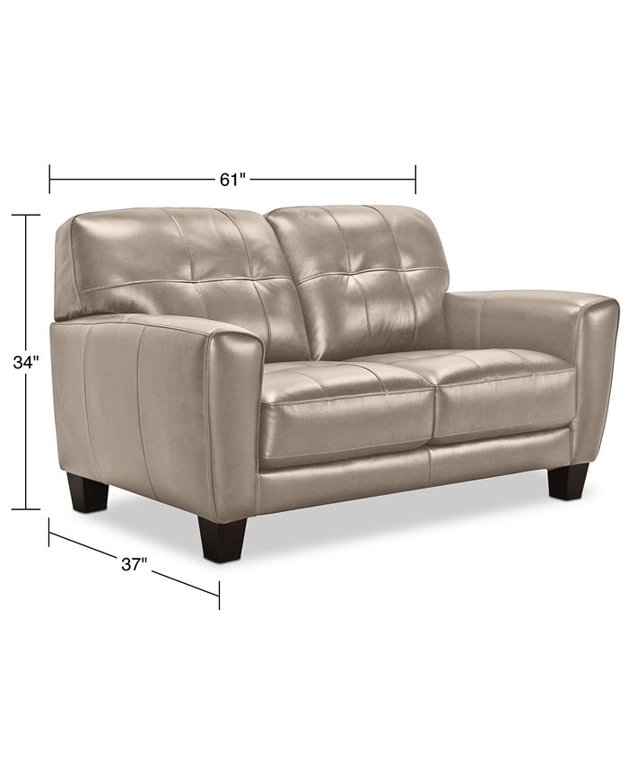 Furniture CLOSEOUT! Kaleb 61" Tufted Leather Loveseat, Created for Macy