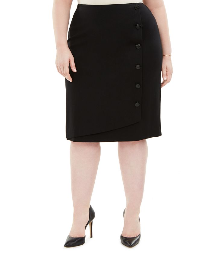 Kasper Plus Size Button-Detail Ponte-Knit Skirt & Reviews - Skirts ...