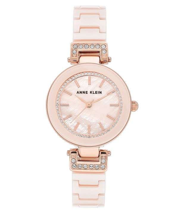 Anne Klein Women's Pink Ceramic Bracelet Watch 30mm & Reviews Watches