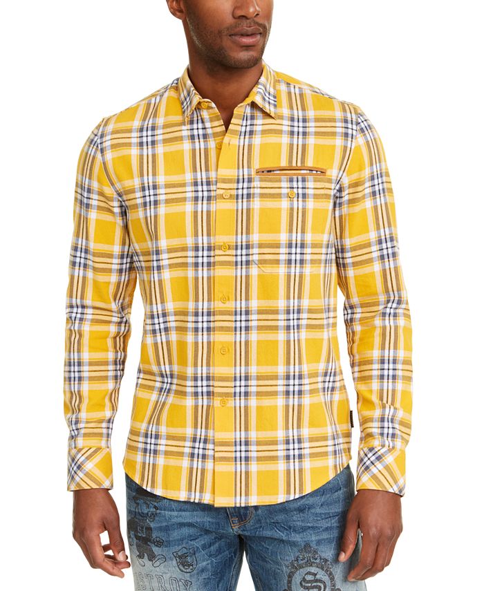 Sean John Plaid and Checkered Flanel Shirt