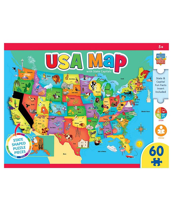 Masterpieces Puzzles Masterpieces Usa Map With State Pieces Puzzle 60 Pieces Macys 9563