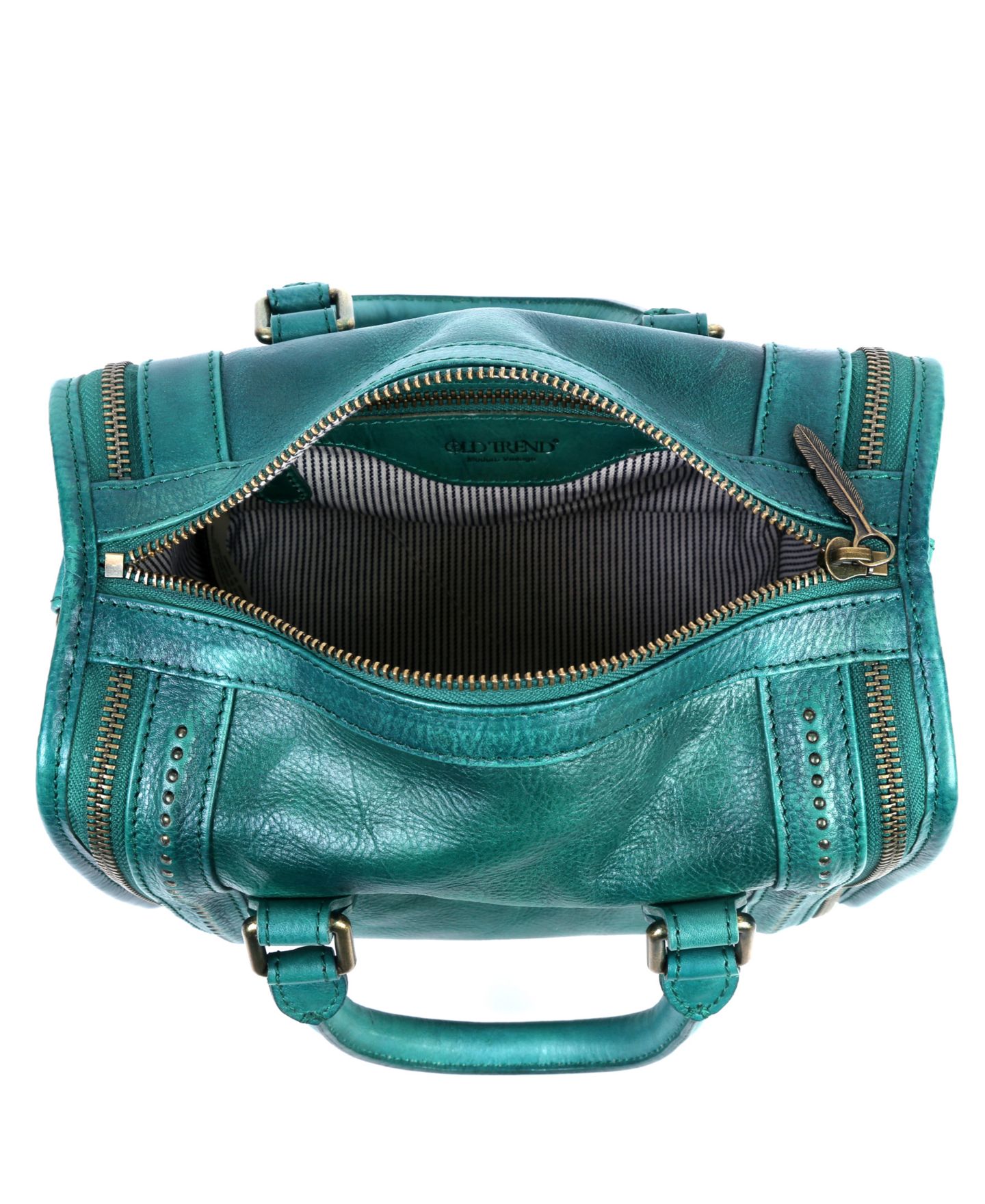 Женская сумка OLD TREND Mini Trunk Leather Top Handle Crossbody, цвет: Аквамариновый — фото 2