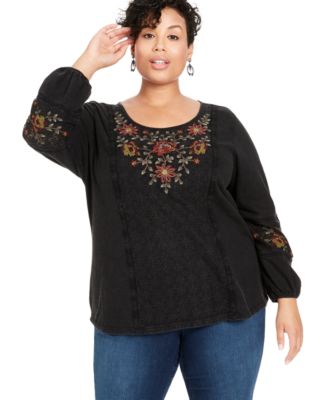 Style & Co Cotton Crochet Trim Top