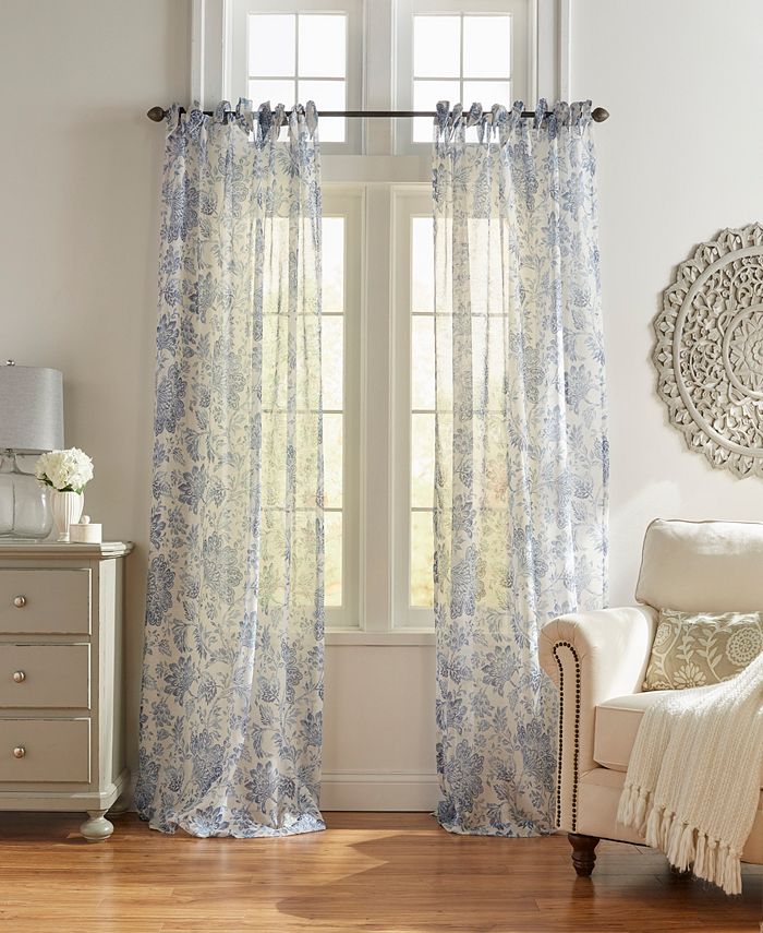 Elrene Westport Floral TieTop Sheer Window Curtain Macy's