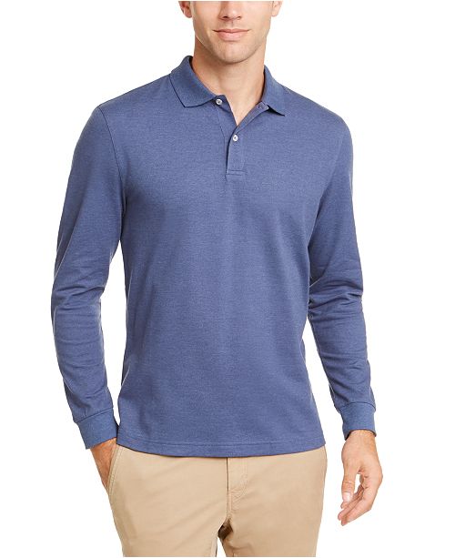 Club Room Men S Long Sleeve Heathered Polo Shirt Created For