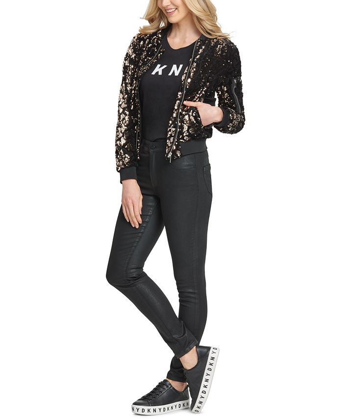 Dkny sequin bomber jacket on sale