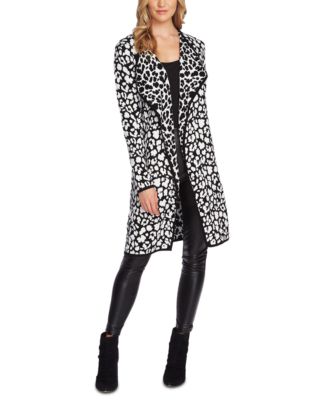 Vince Camuto - Cotton Leopard Open-Front Long Cardigan