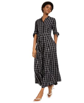 Calvin Klein Plaid Maxi Shirtdress